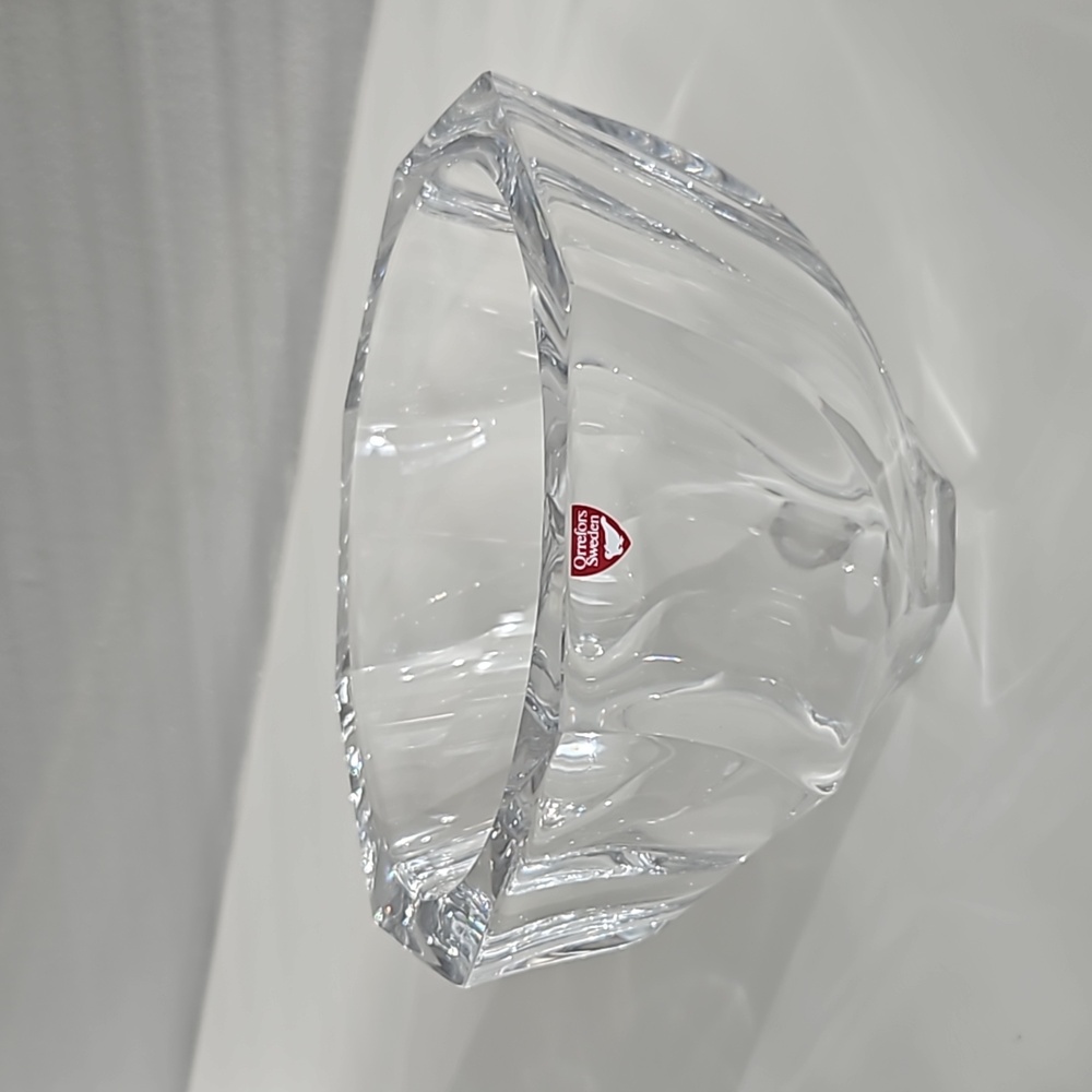 Orrefors Sweden Mid-Century Spiral Form Crystal Bowl 7.5" Wide 4.5 Height